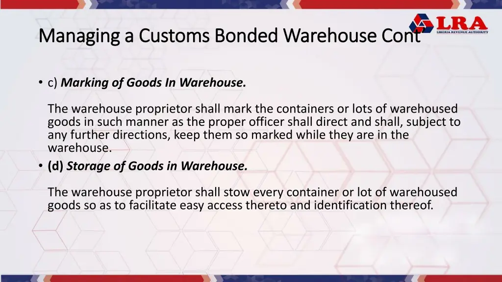 managing a customs bonded warehouse managing 1