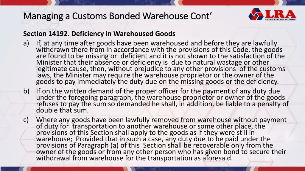 managing a customs bonded warehouse managing 4