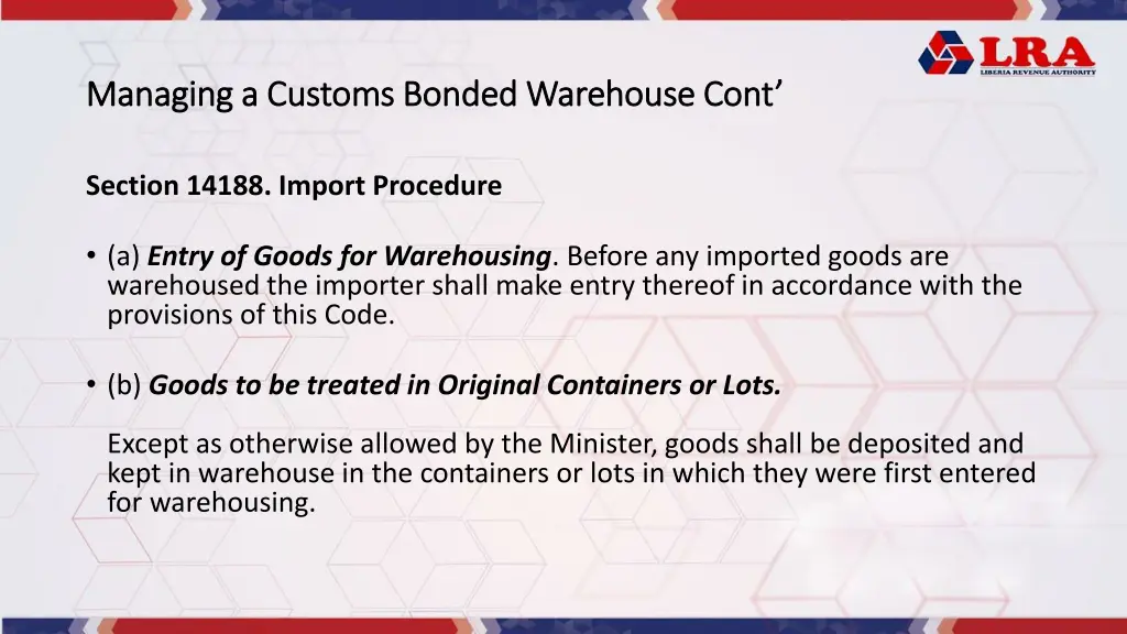 managing a customs bonded warehouse managing