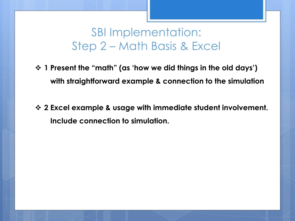 sbi implementation step 2 math basis excel