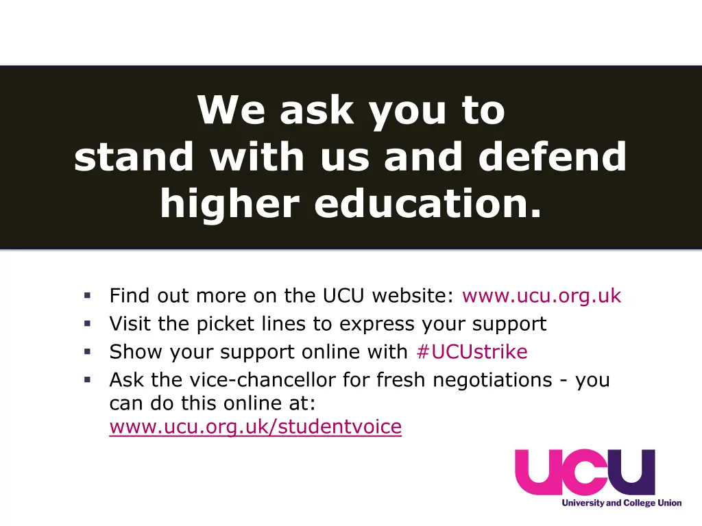 we ask you to stand with us and defend higher