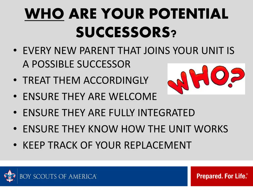 who are your potential successors every