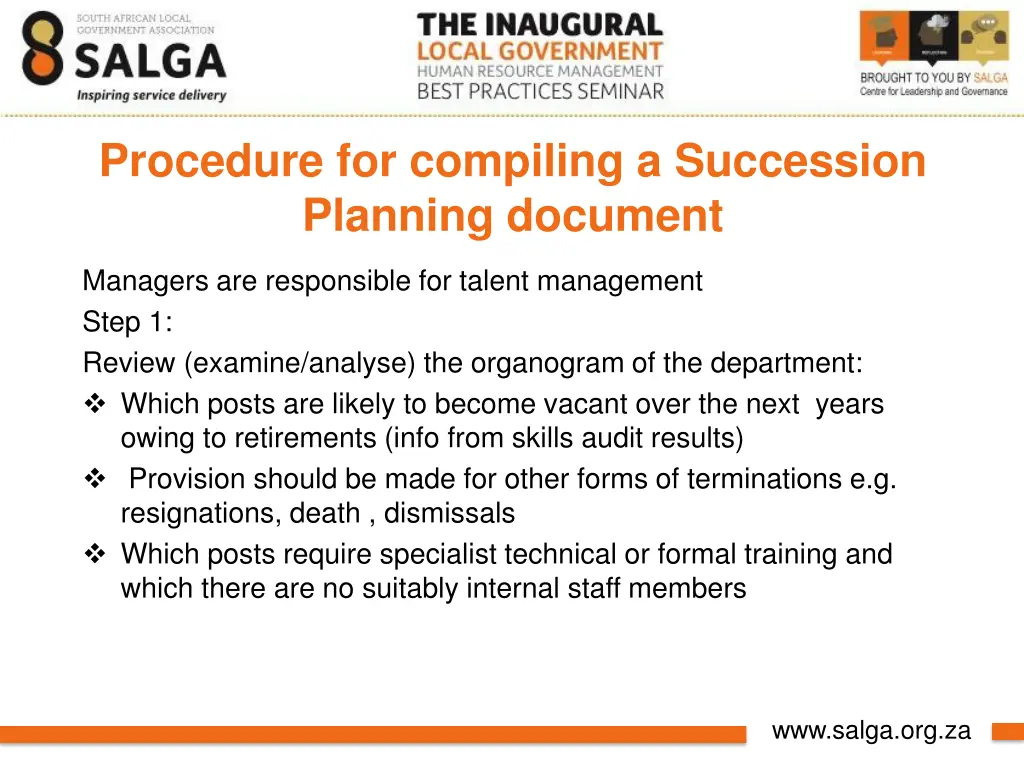 procedure for compiling a succession planning