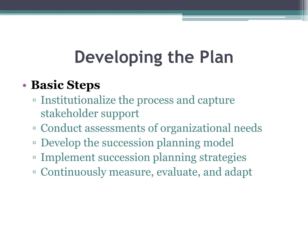 developing the plan 1