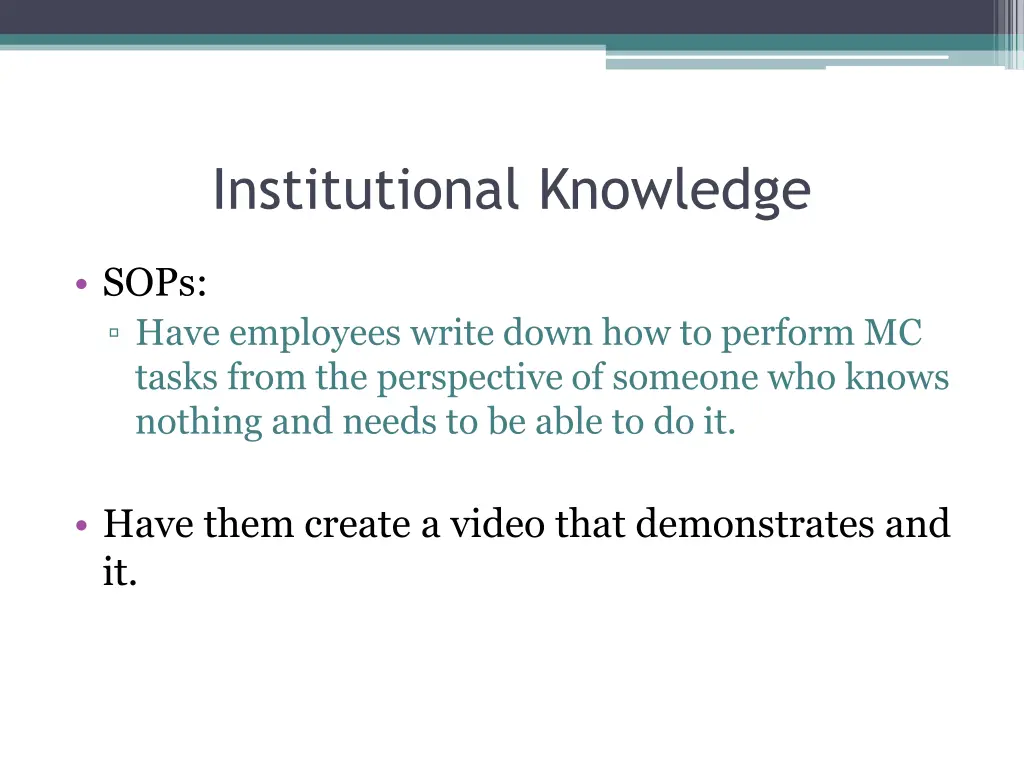 institutional knowledge