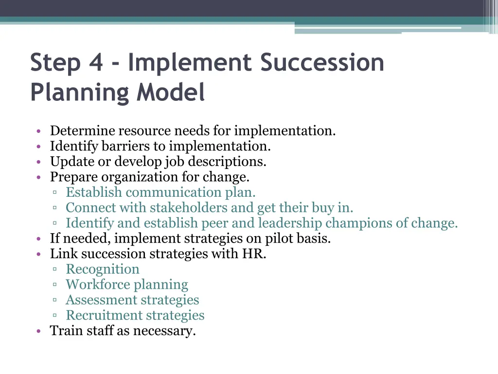 step 4 implement succession planning model
