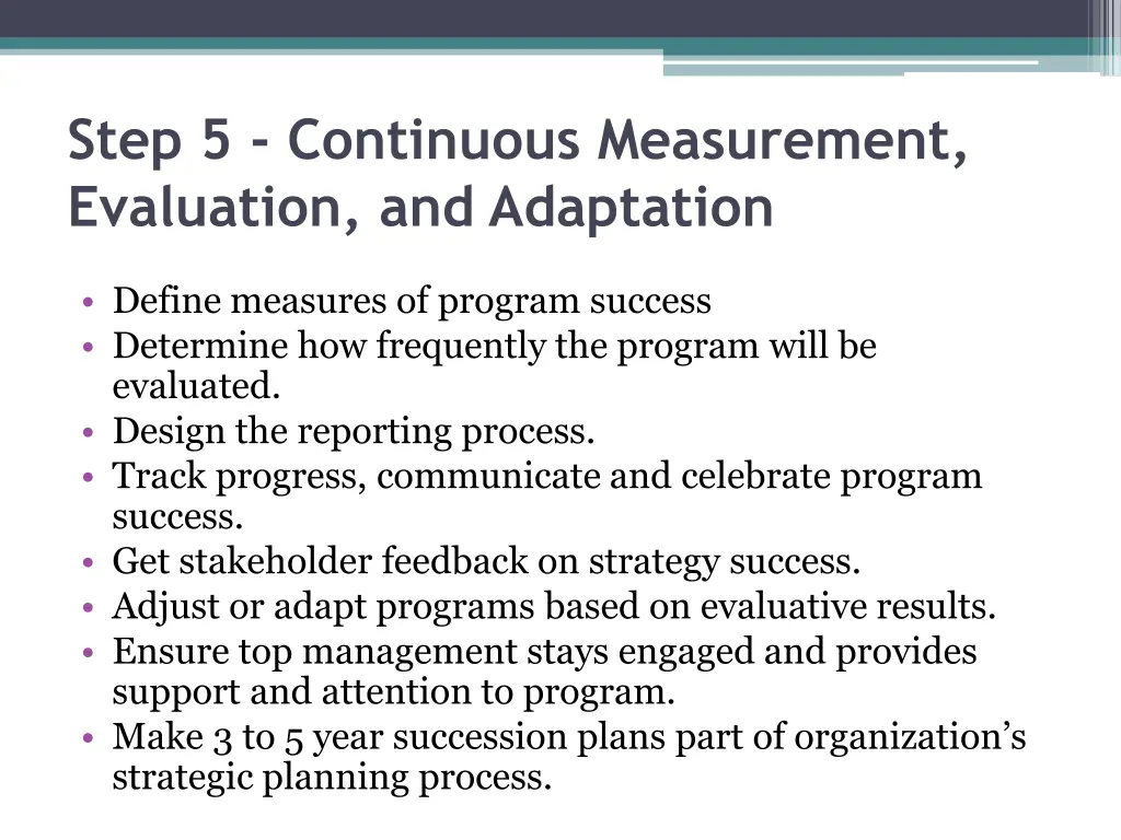 step 5 continuous measurement evaluation