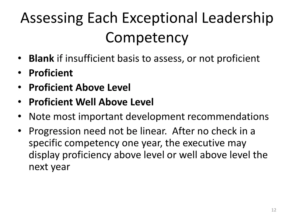 assessing each exceptional leadership competency