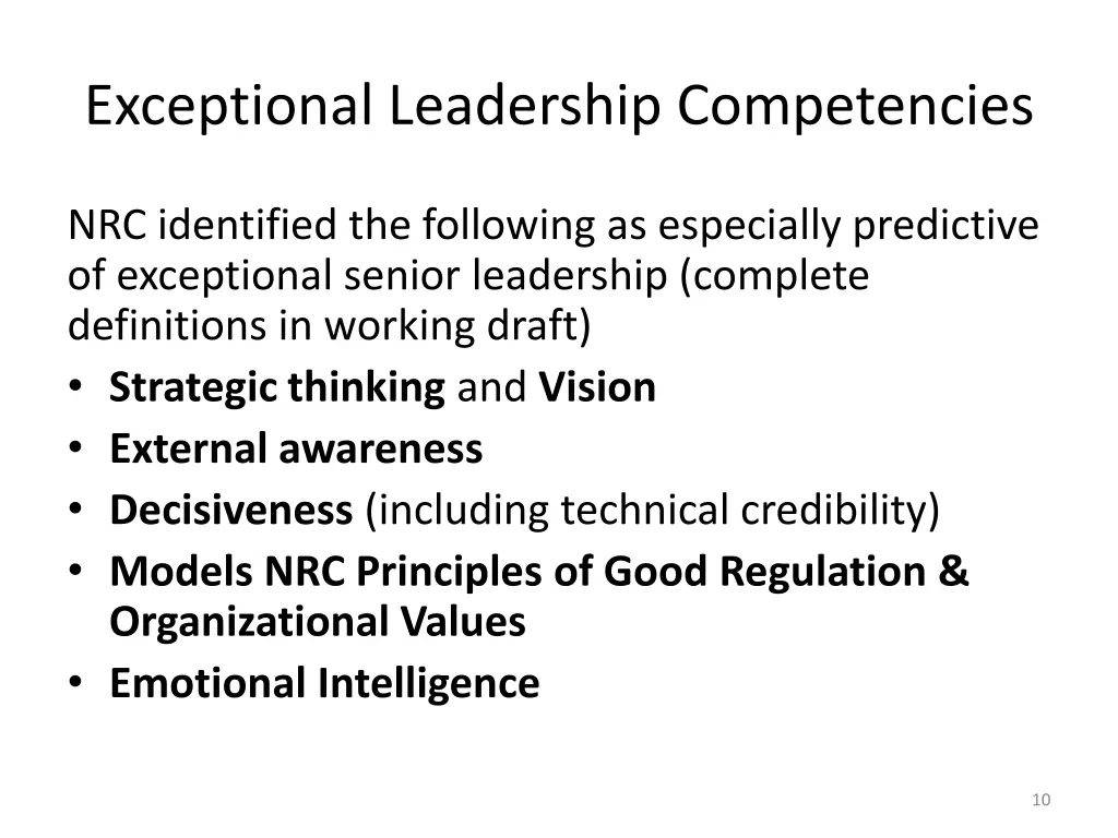 exceptional leadership competencies