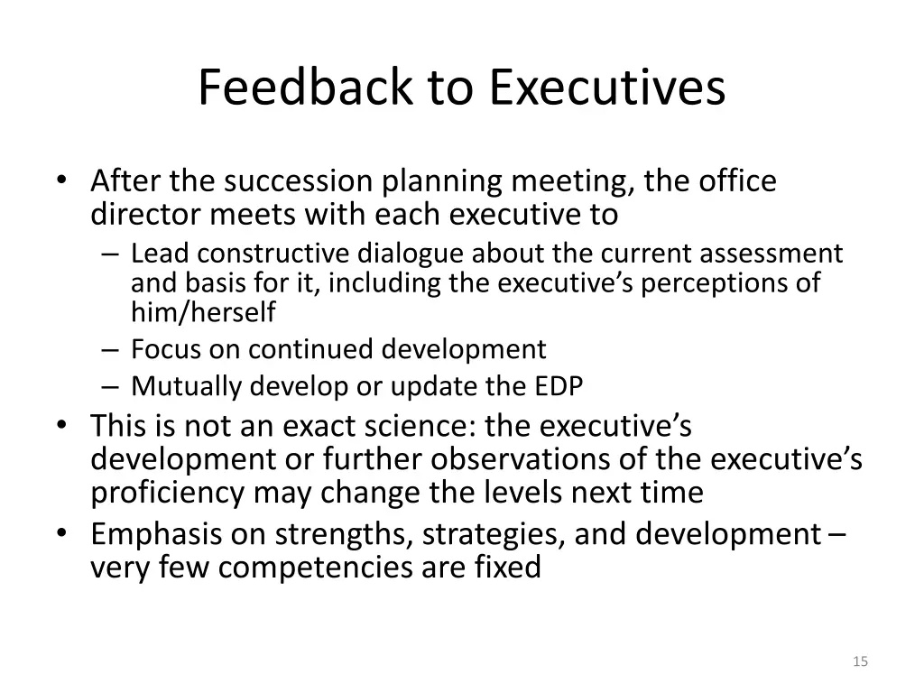 feedback to executives
