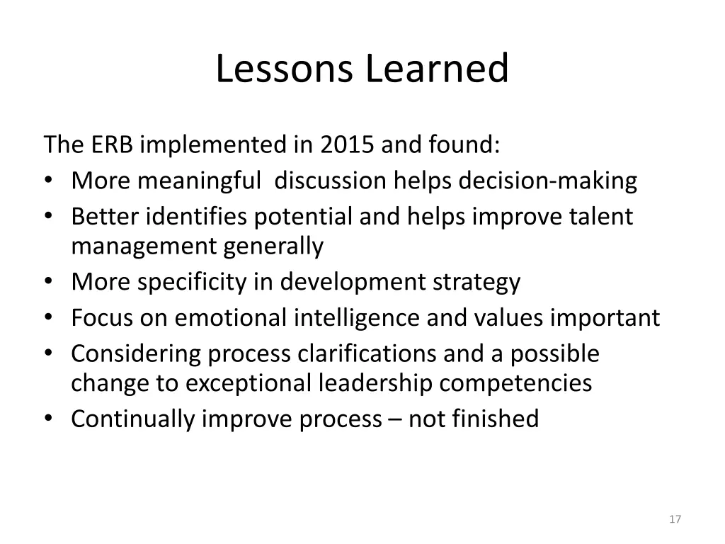 lessons learned
