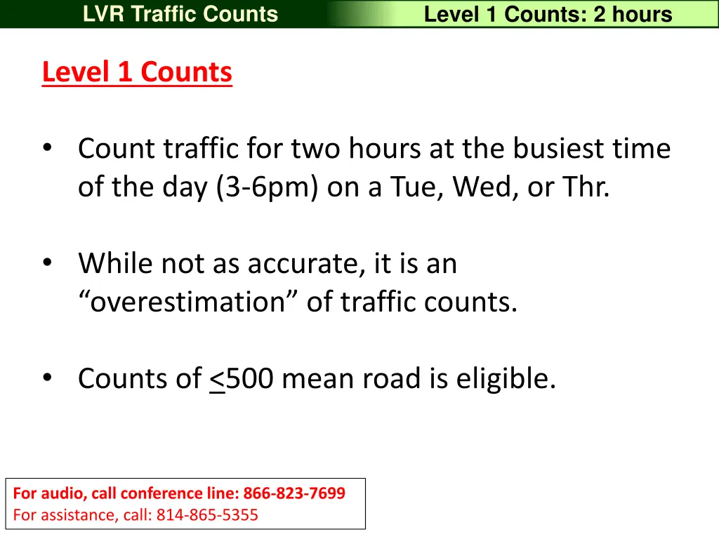 lvr traffic counts 17