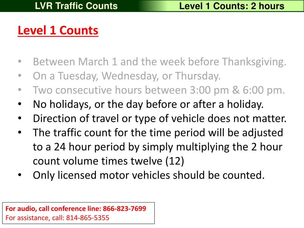 lvr traffic counts 22