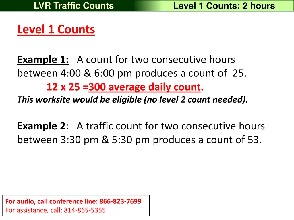 lvr traffic counts 27