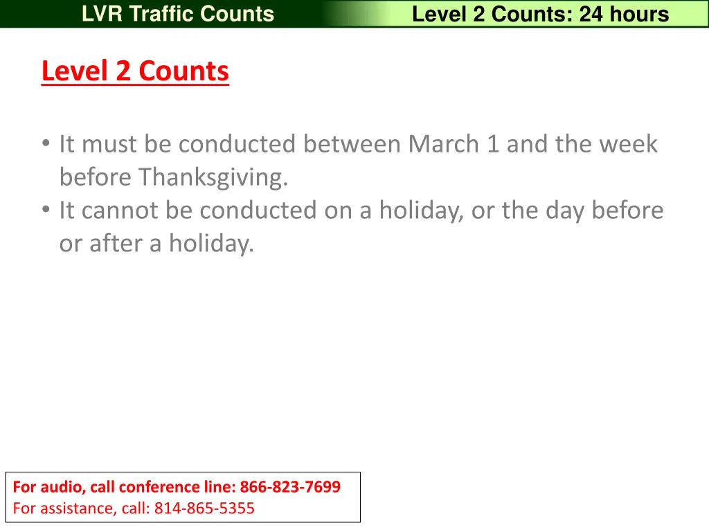 lvr traffic counts 34