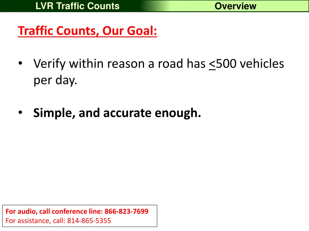 lvr traffic counts 5