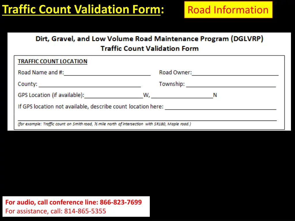 traffic count validation form 3
