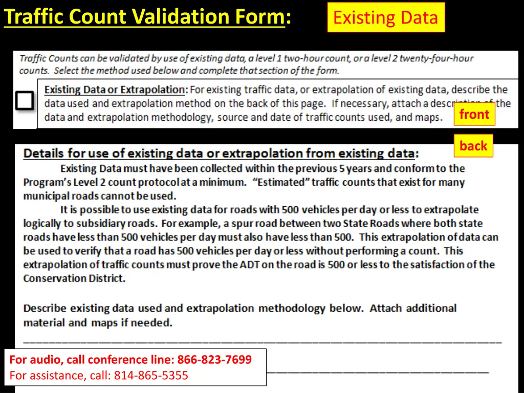 traffic count validation form 5