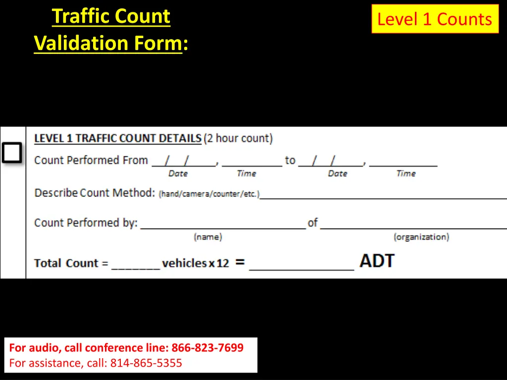 traffic count validation form 7