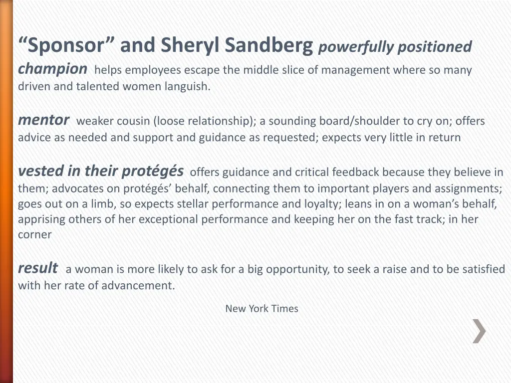 sponsor and sheryl sandberg powerfully positioned