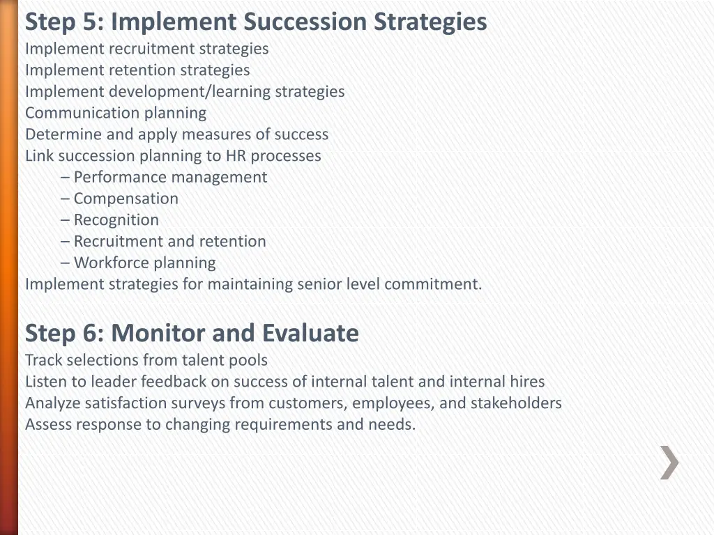 step 5 implement succession strategies implement