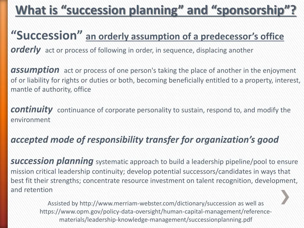 what is succession planning and sponsorship