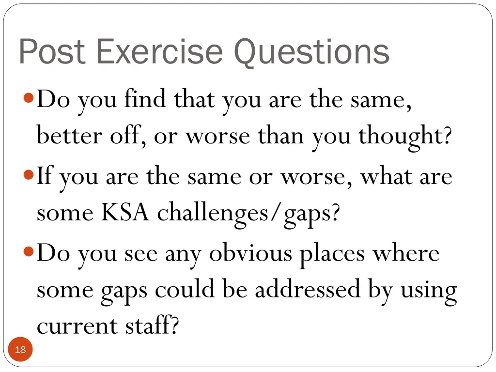 post exercise questions do you find that