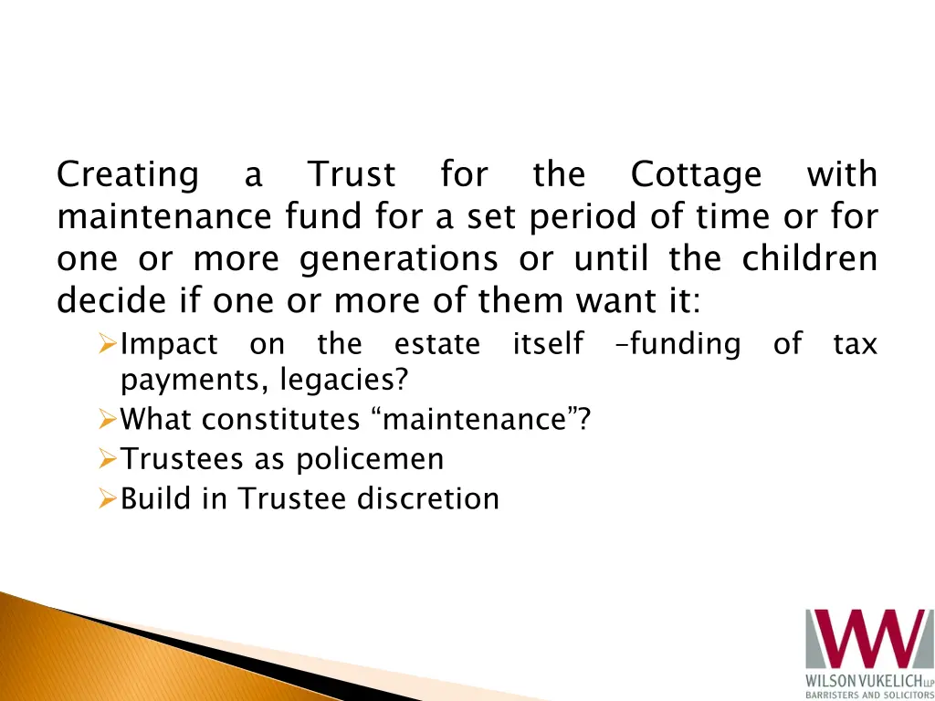 creating maintenance fund for a set period