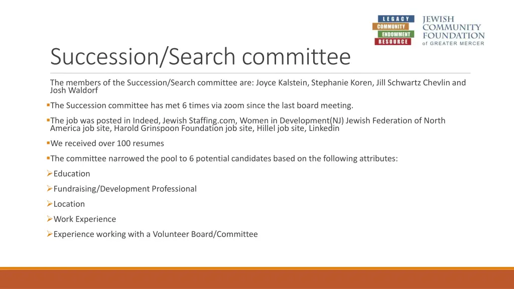 succession search committee