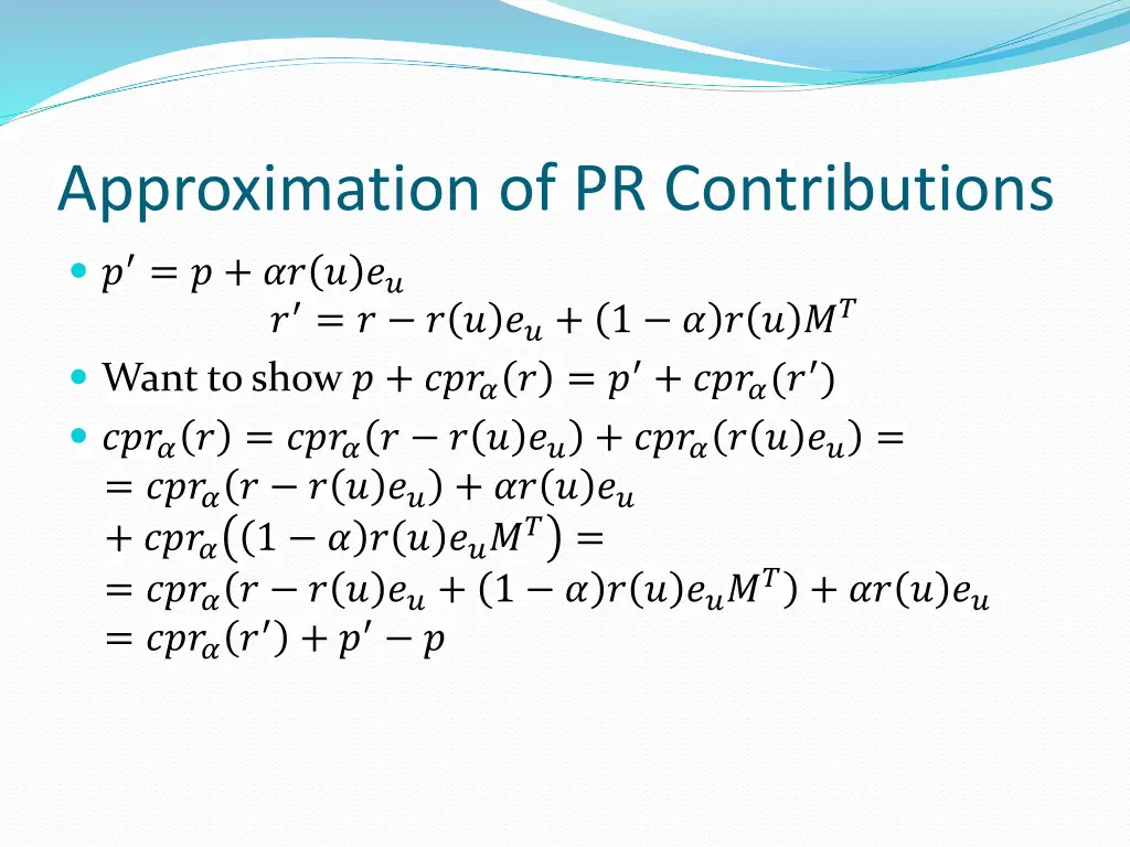 approximation of pr contributions 1 want to show