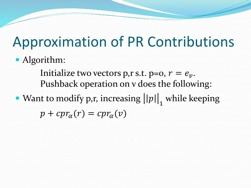 approximation of pr contributions 5