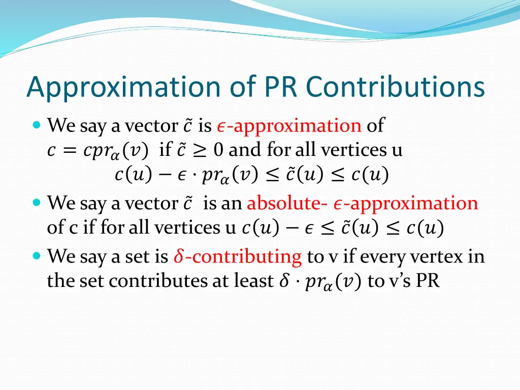 approximation of pr contributions
