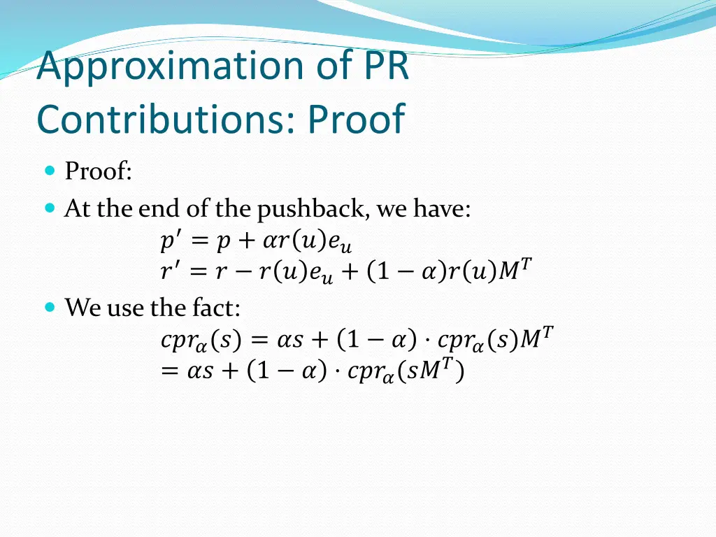 approximation of pr contributions proof