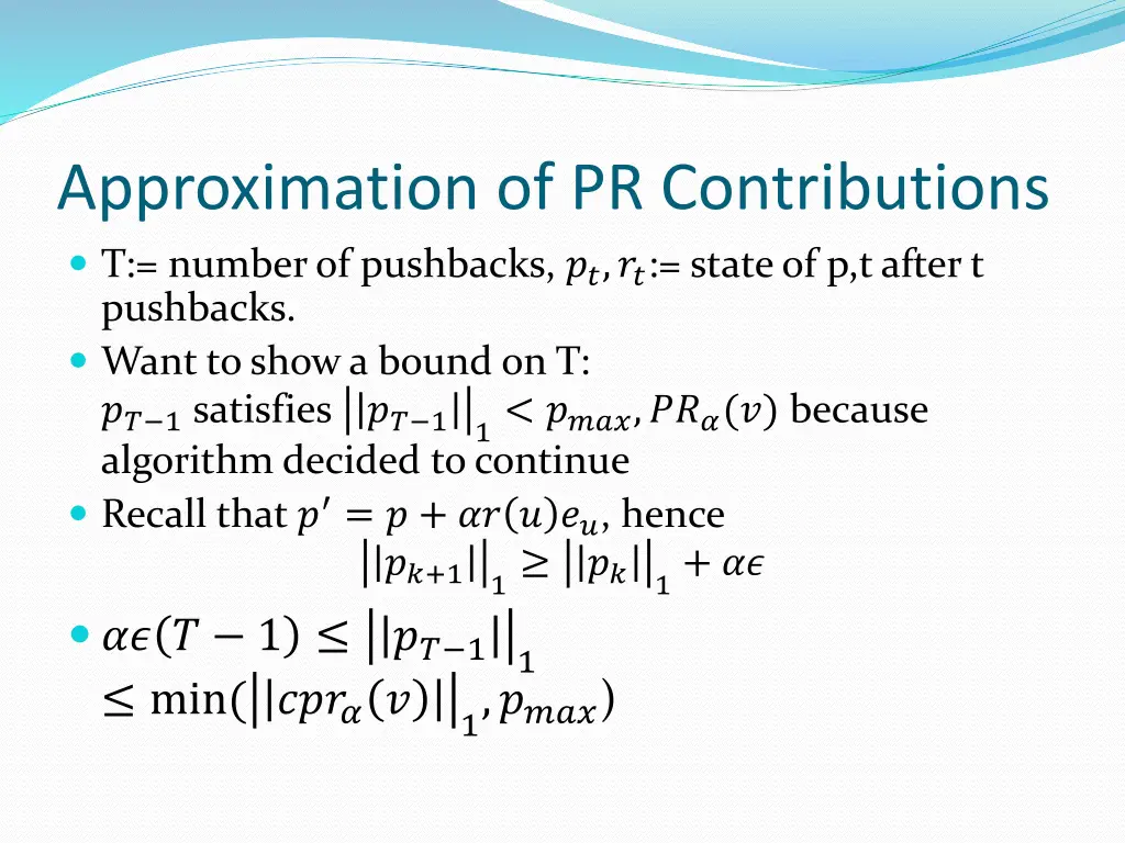 approximation of pr contributions t number