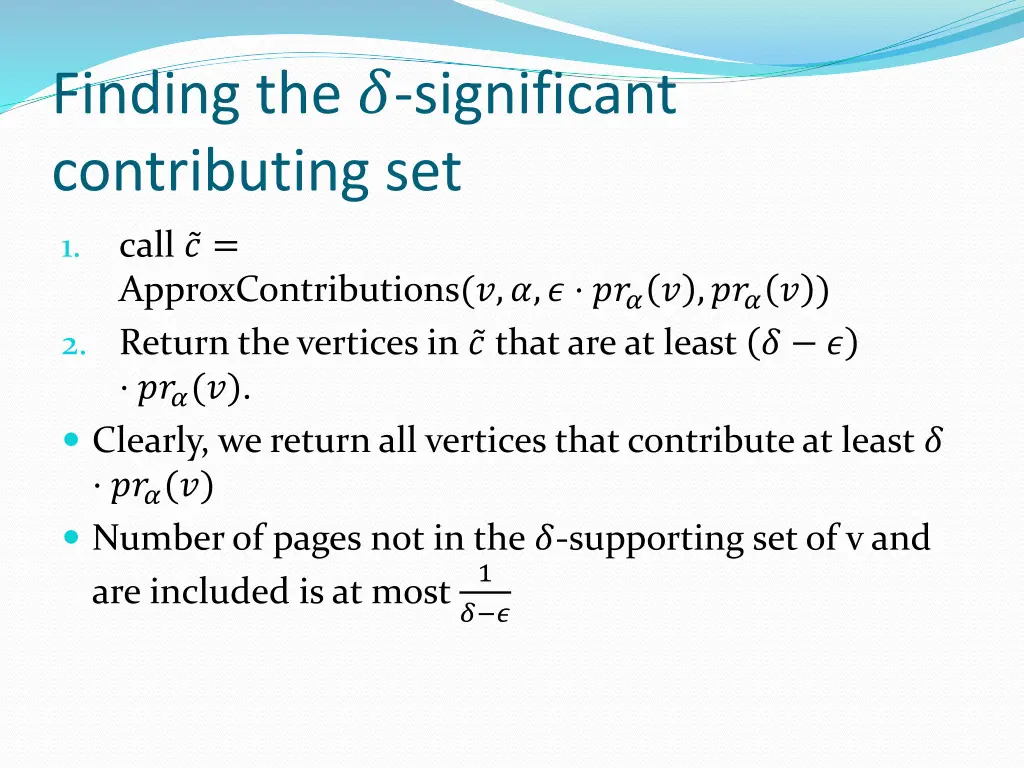 finding the significant contributing set
