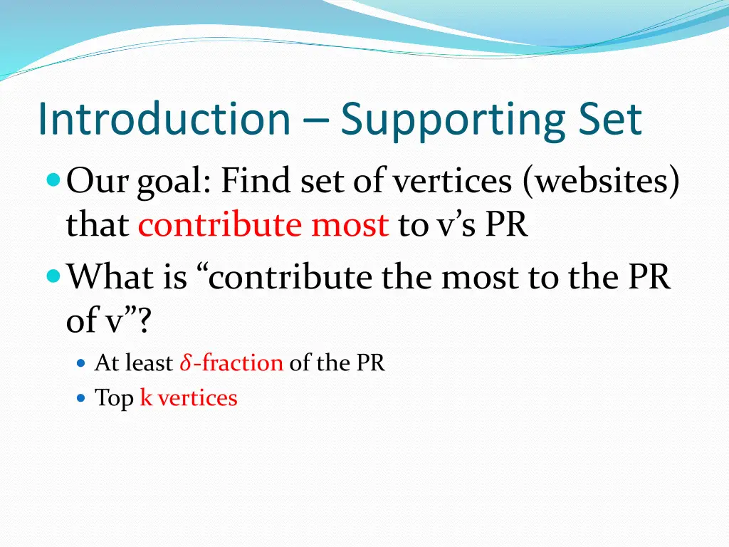 introduction supporting set our goal find