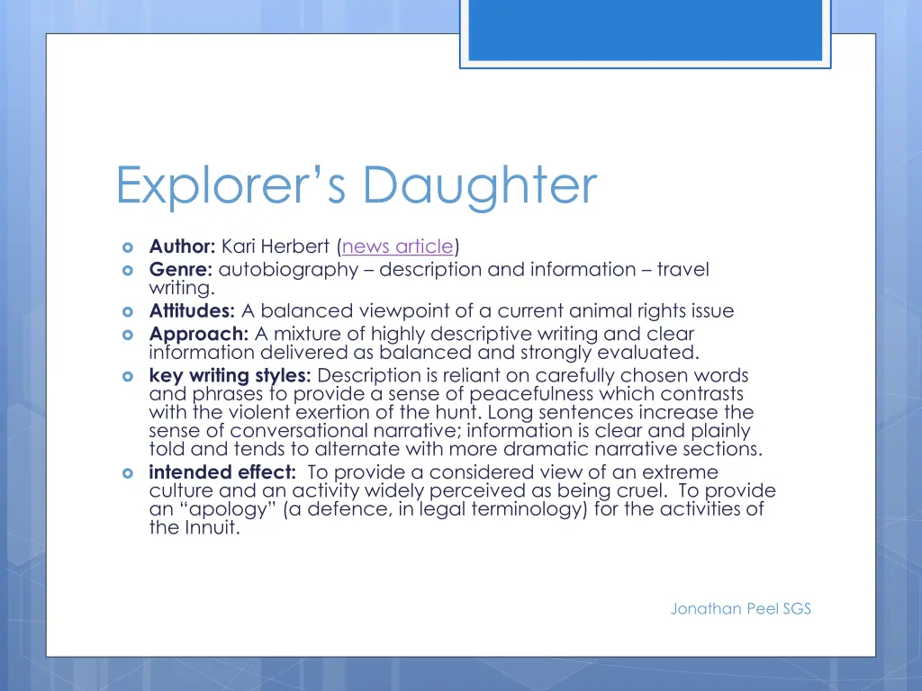 explorer s daughter