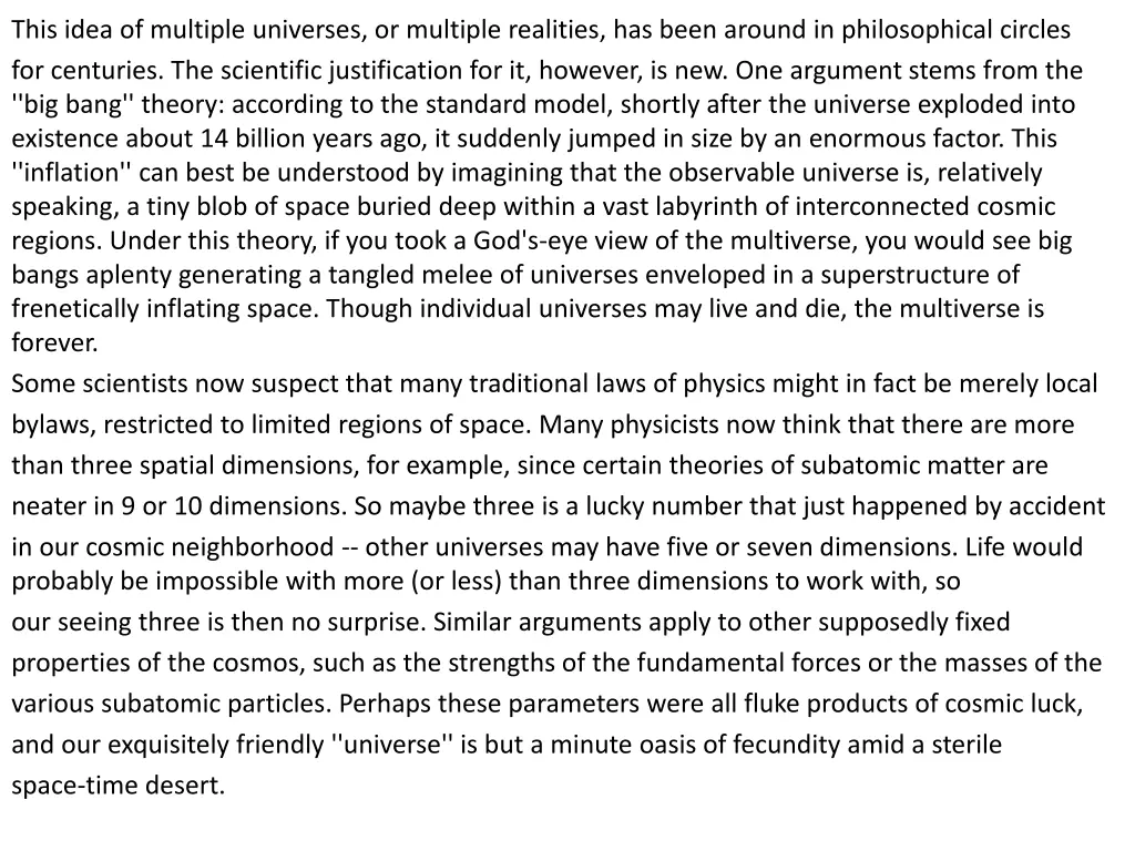 this idea of multiple universes or multiple