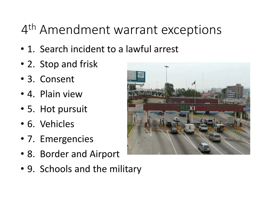 4 th amendment warrant exceptions
