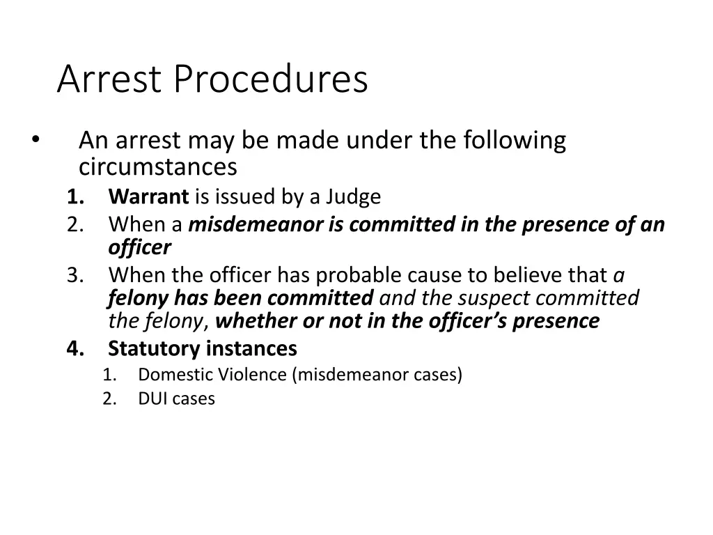 arrest procedures