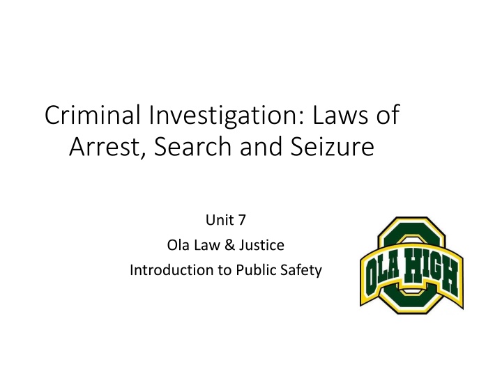 criminal investigation laws of arrest search