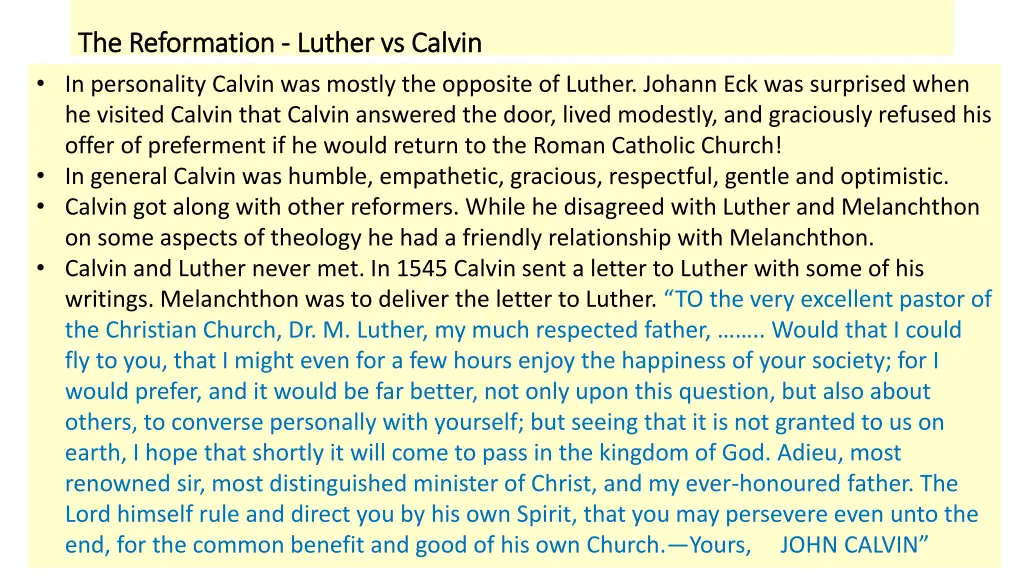 the reformation the reformation luther vs calvin