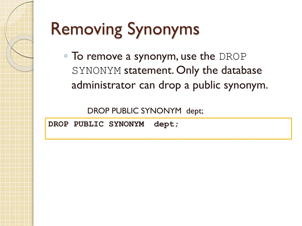 removing synonyms