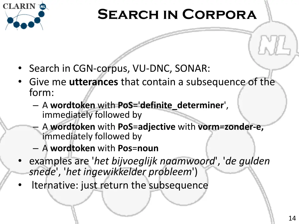 search in corpora