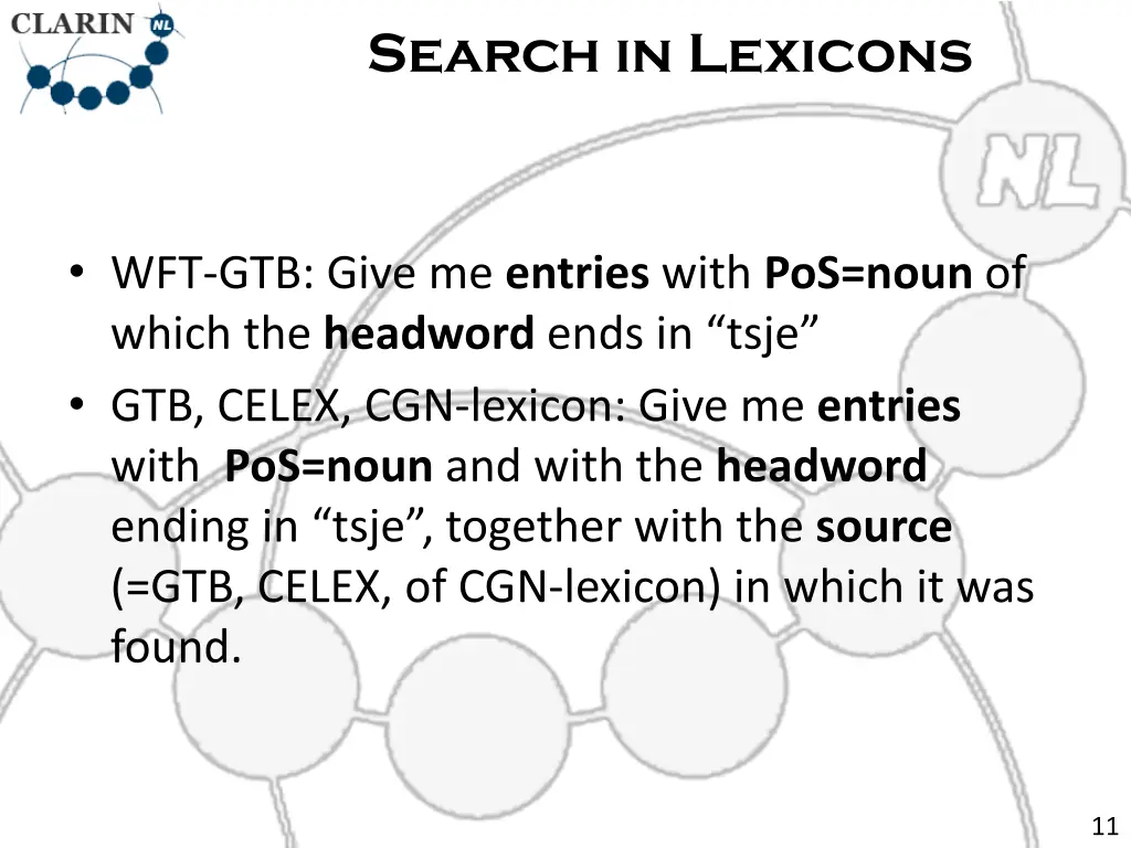 search in lexicons