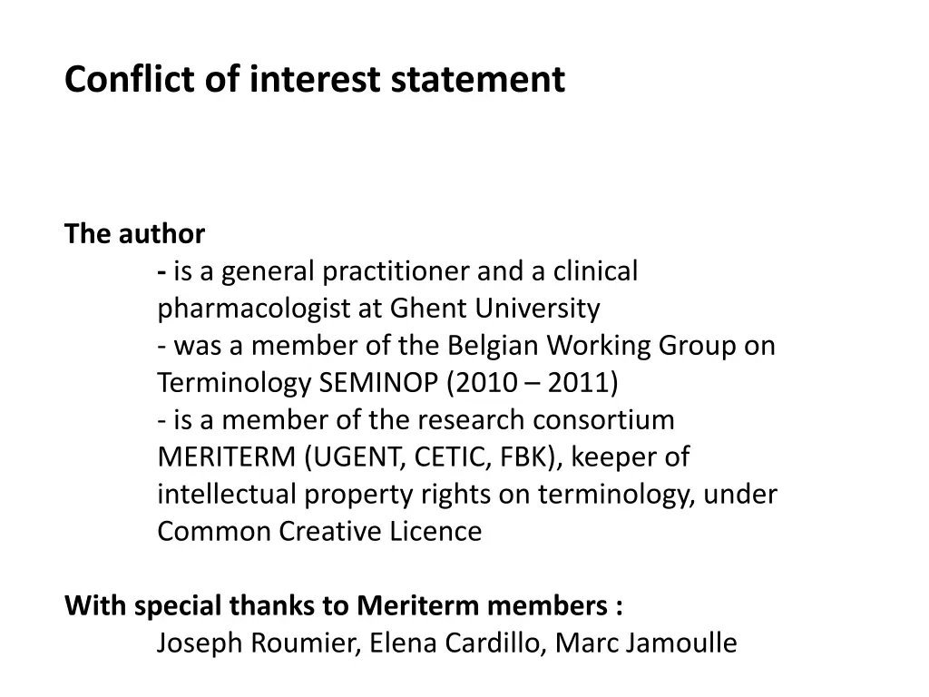 conflict of interest statement