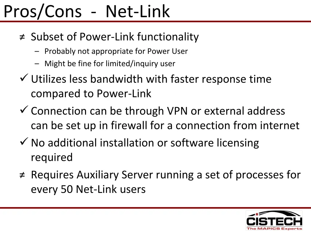 pros cons net link