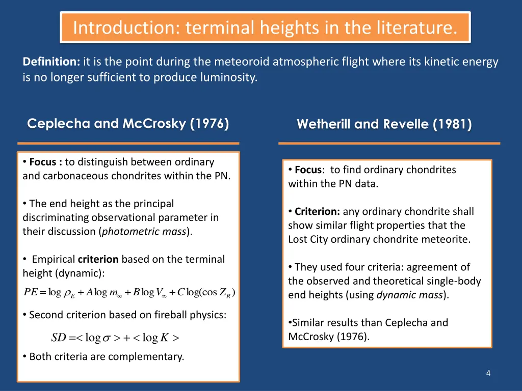introduction terminal heights in the literature