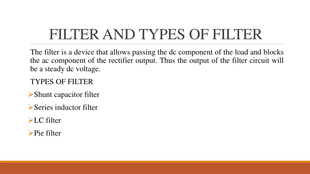filter and types of filter