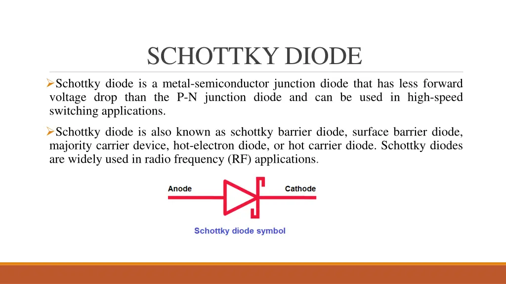 schottky diode schottky diode is a metal